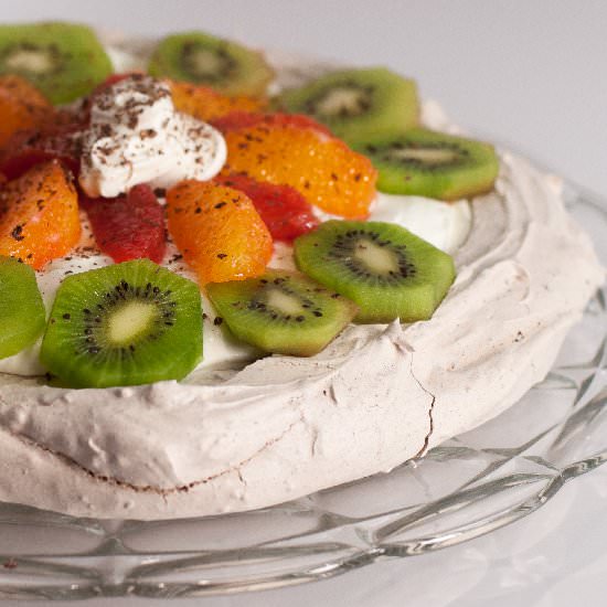 Chocolate Pavlova with Winter Fruit