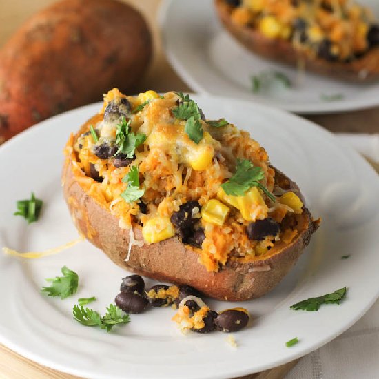 Cheesy Quinoa Sweet Potatoes