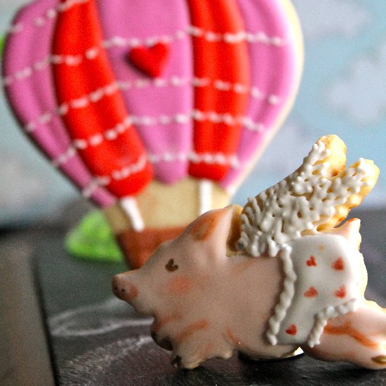 Flying Pig Cupid Decorated Cookie