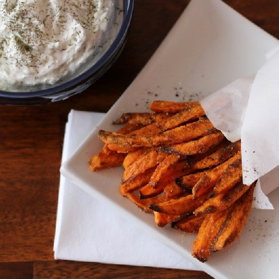 Sweet Potato Fries &Cucumber Yogurt