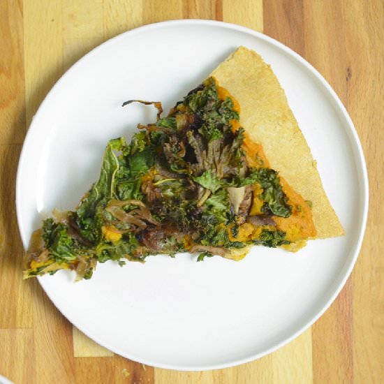 Sweet Potato, Kale, Mushroom Pizza