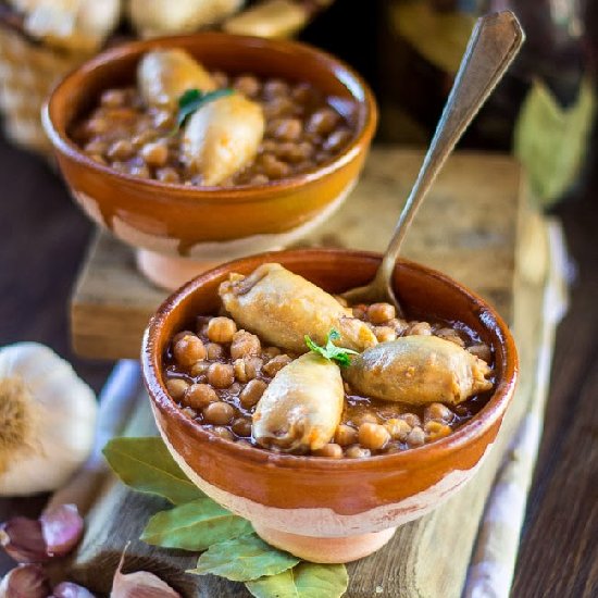 Stuffed Squid with Chickpeas