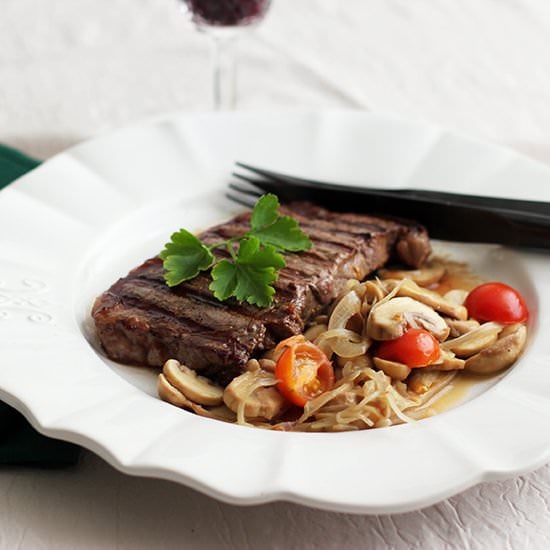 Black Angus Steak with Mushrooms