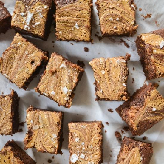 Salted Peanut Butter Swirl Brownies