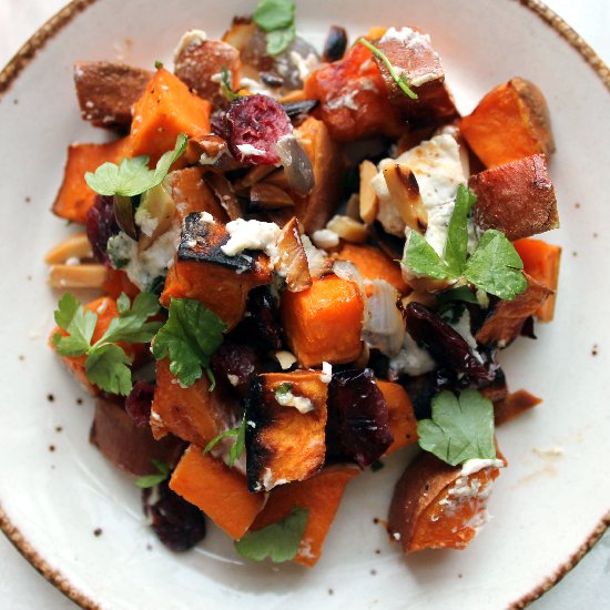 Festive roasted sweet potato salad