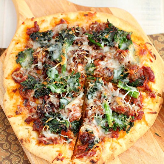 Sausage and Kale Pizza