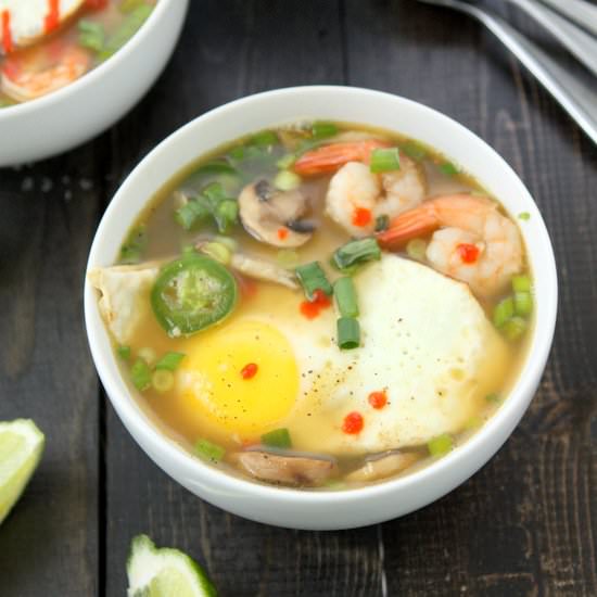 Mushroom Shrimp Noodle Soup w/ Egg