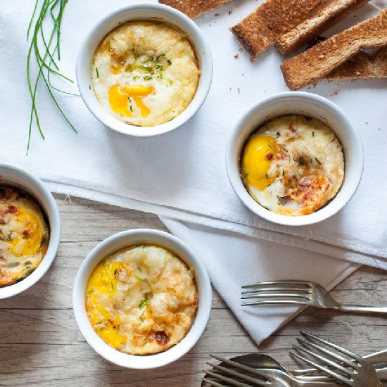 Baked Eggs on Leftovers