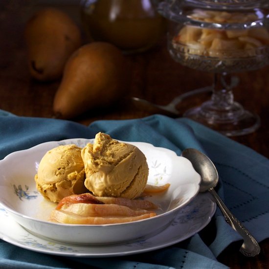 Salty Caramel Ice Cream and Pears