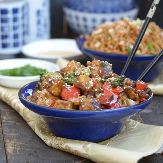 Honey sesame tofu