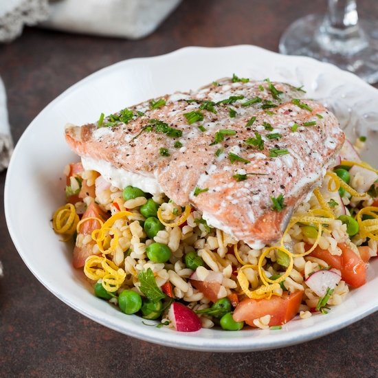 Salmon with Kamut Taboule