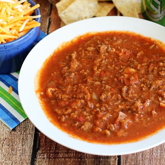 3 Meat Game Day Chili