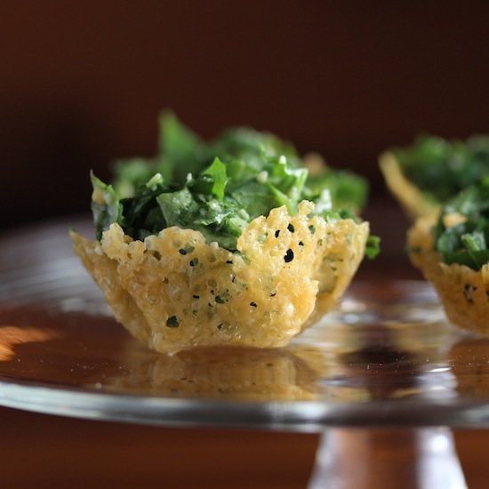 Frico Cups with Kale Caesar