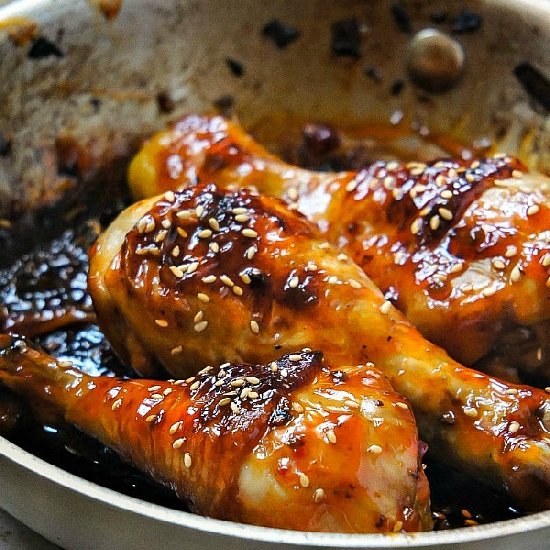 Spicy Sticky Baked Glazed Chicken