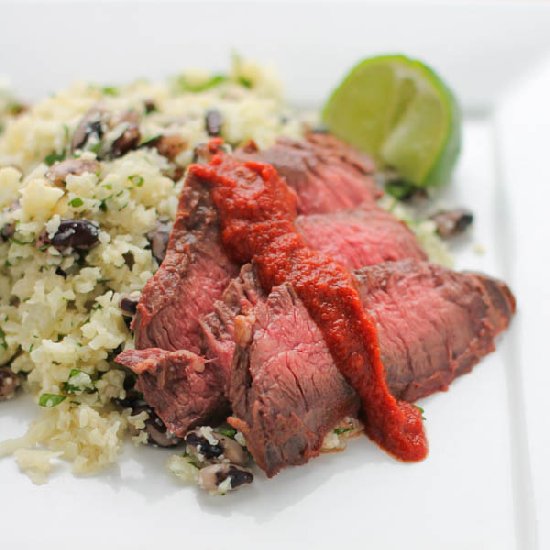 Skirt Steak with Cauliflower “Rice”