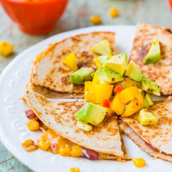 Lightened Corn & Bean Quesadillas