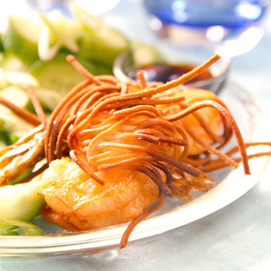 Fried Udon-Wrapped Shrimp