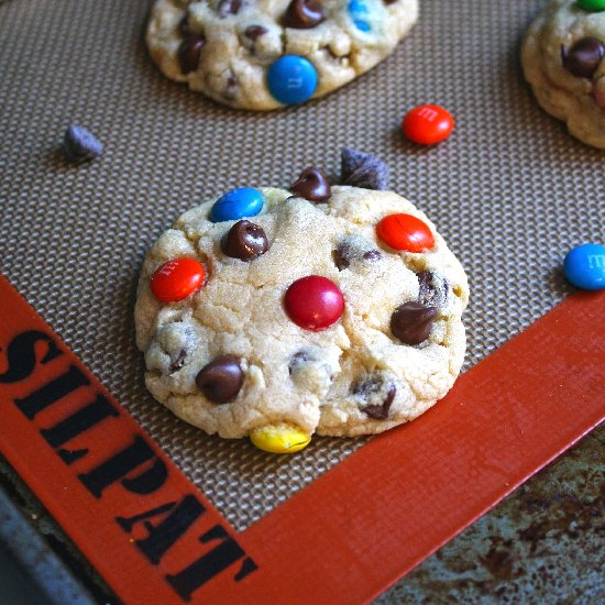 Soft M&M Chocolate Chip Cookies