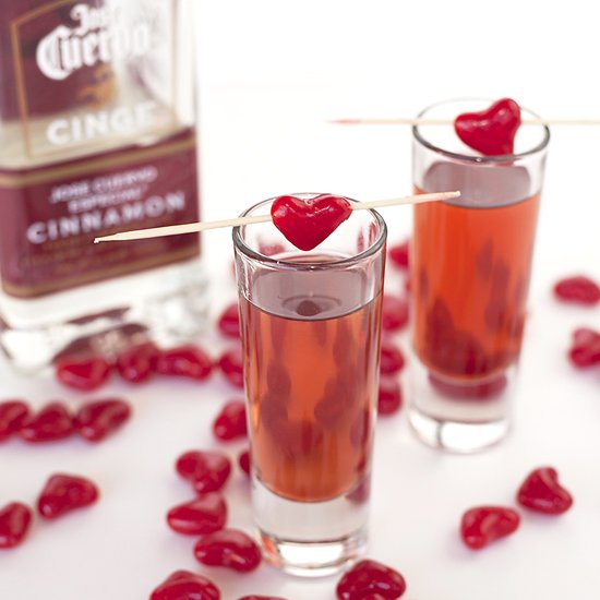 Cinnamon hearts tequila shots