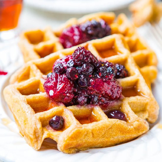 Easy Buttermilk Waffles & Berry Jam