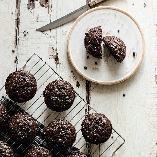 Banana Cacao Nib Buckwheat Muffins