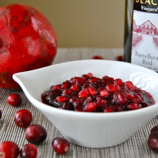 Boozy Cranberry Pomegranate Sauce