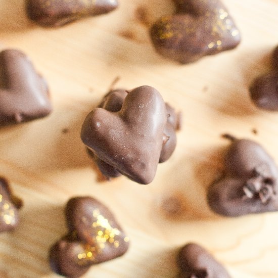 Heart-shaped cookie dough truffles