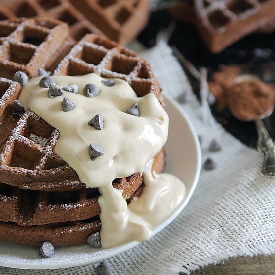 Chocolate Waffles with PB Sauce