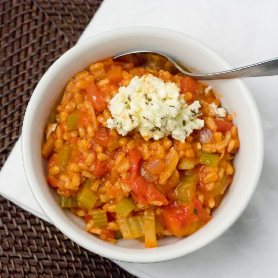 Barley Risotto with Marinated Feta