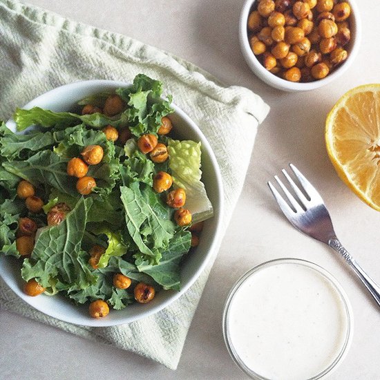 Kale Caeser & Chickpea Salad