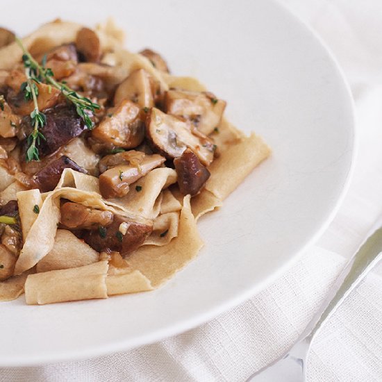 Toasted Pappardelle with Mushrooms