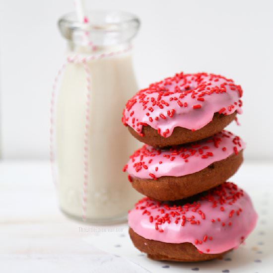 Pink Valentine Cake Doughnuts