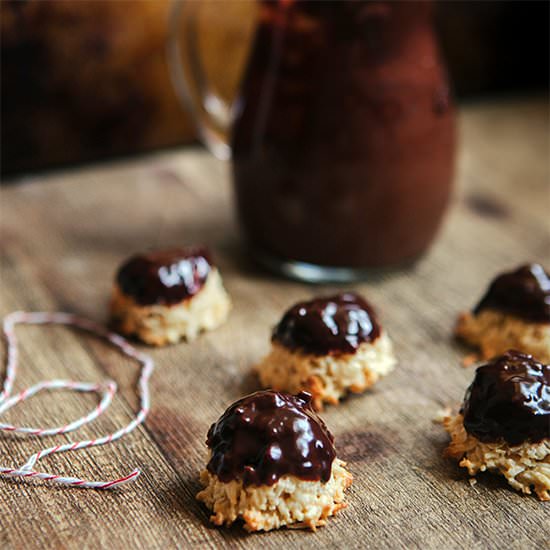 Chocolate dipped macaroons