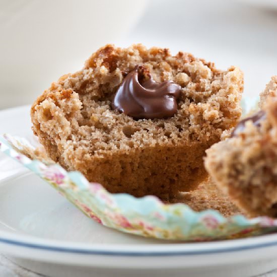 Nutella filled oatmeal muffins