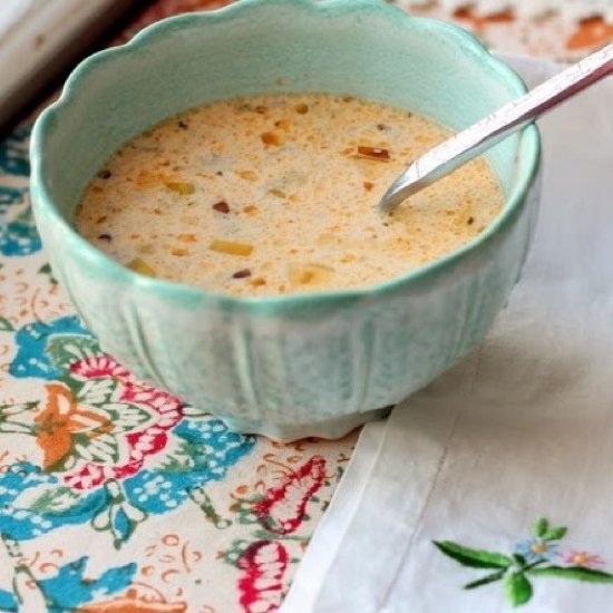 Yogurt Soup with Caramelized Leeks