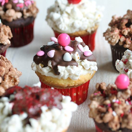 Valentine’s Popcorn Cupcakes