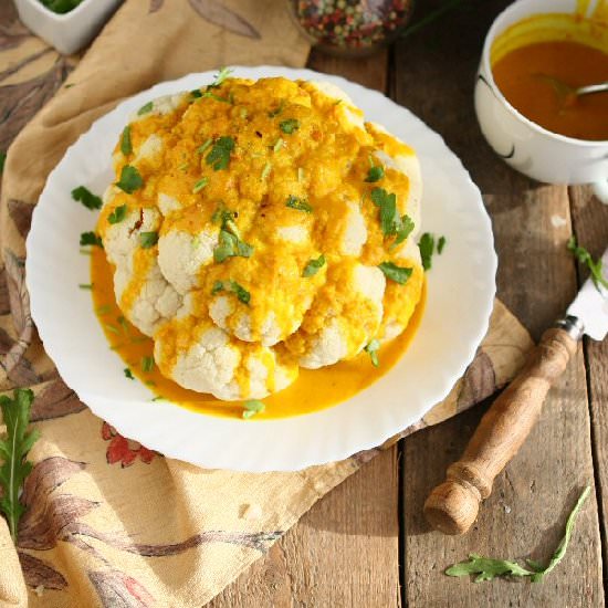 Whole Cauliflower w/ Turmeric Sauce