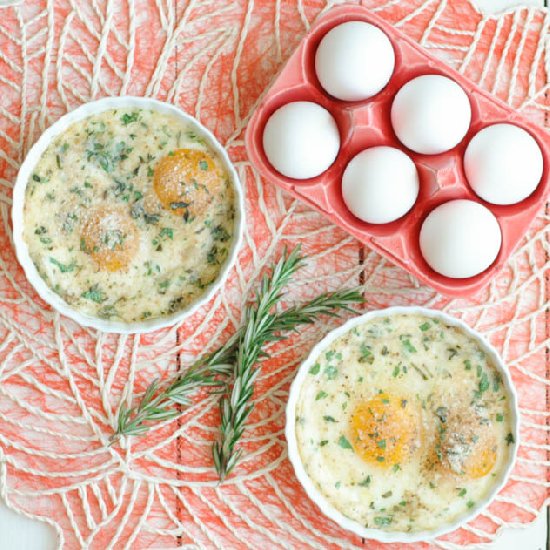 Baked Parmesan Eggs with Fresh Herb