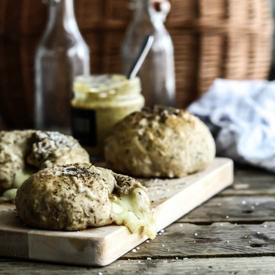 Buns with baked mozzarella balls