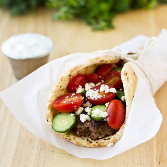 Beef Gyros with Cucumber-Dill Sauce