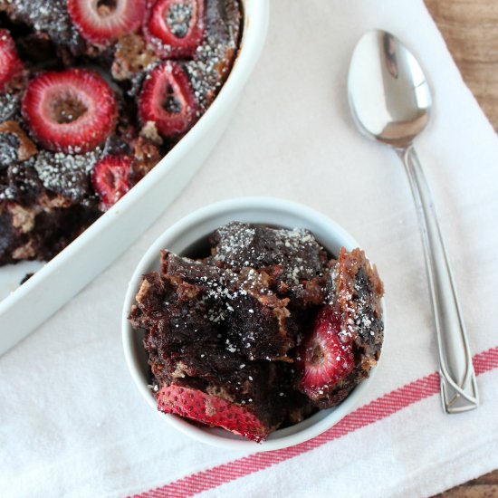 Strawberry Brownie Bread Pudding