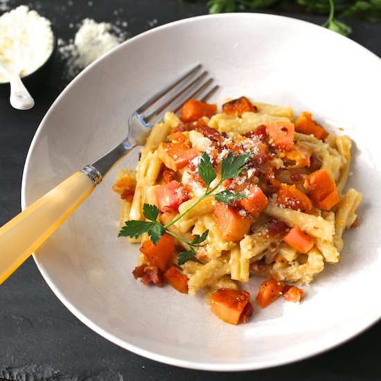 Pasta With Butternut Squash, Bacon