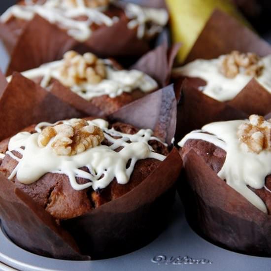 Pear, Walnuts and Ginger Muffins