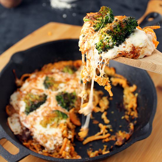 Cajun Broccoli Potato Noodle Pizza