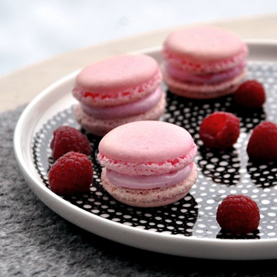 Raspberry Marshmallow Macarons