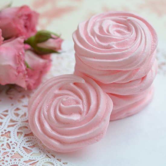 Raspberry Rose Meringues