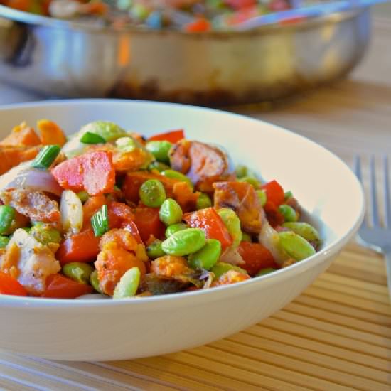 Healthy Edamame Sweet Potato Hash