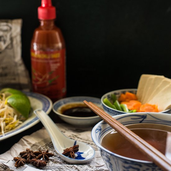 Vegan, mixed vegetable and tofu pho