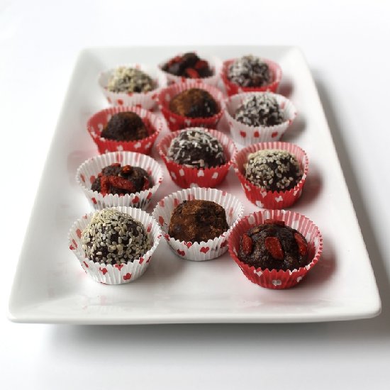 Raw Cocoa Pecan Coconut Truffles