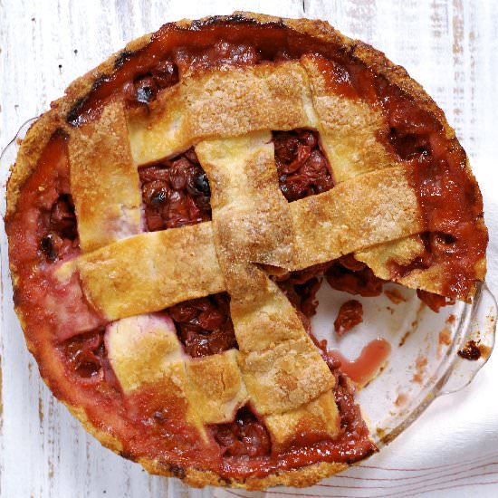 Cherry honey-bourbon pie